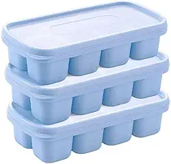 Kit 3 Formas de Gelo com Tampa Cristal 24 Cubos, Fundo Silicone, Fácil de Tirar o Gelo, Flexível, Portátil, Reutilizável, Material Resistente e Durável, Protege contra Odores da Geladeira