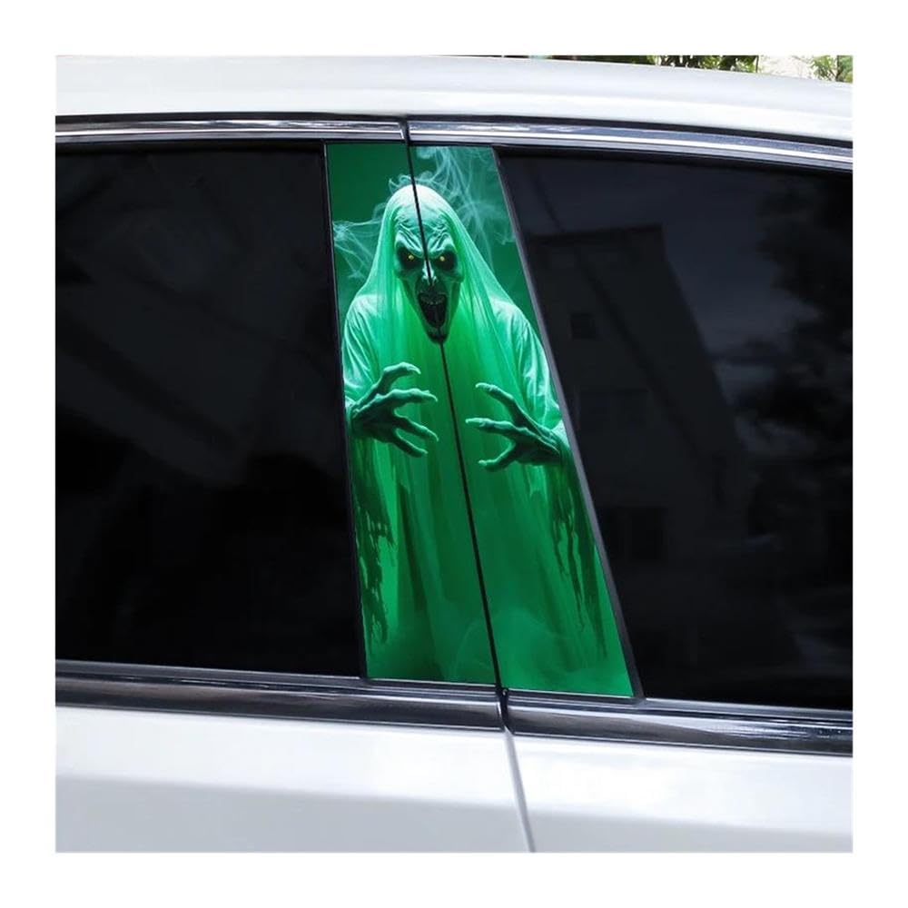 Body Parts 2pcs Car Center Pillar Sticker Ghost Crawling Soul Auto B-Pillar Waterproof Protective Film(O)