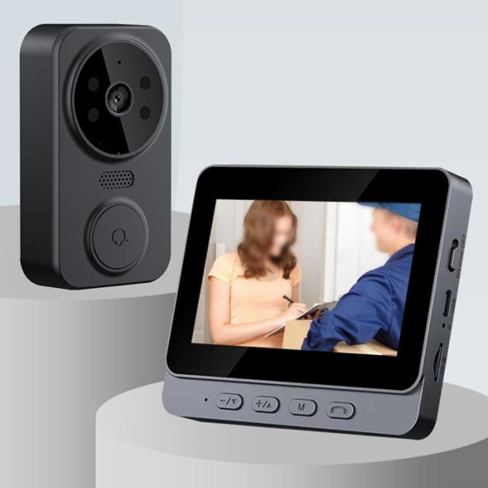 Zilimontt Sonnette vidéo intelligente avec écran IPS de 4,3 pouces, caméra de sécurité sans fil, interphone audio bidirectionnel, vision, détection de mouvement, support d'enregistrement sur carte
