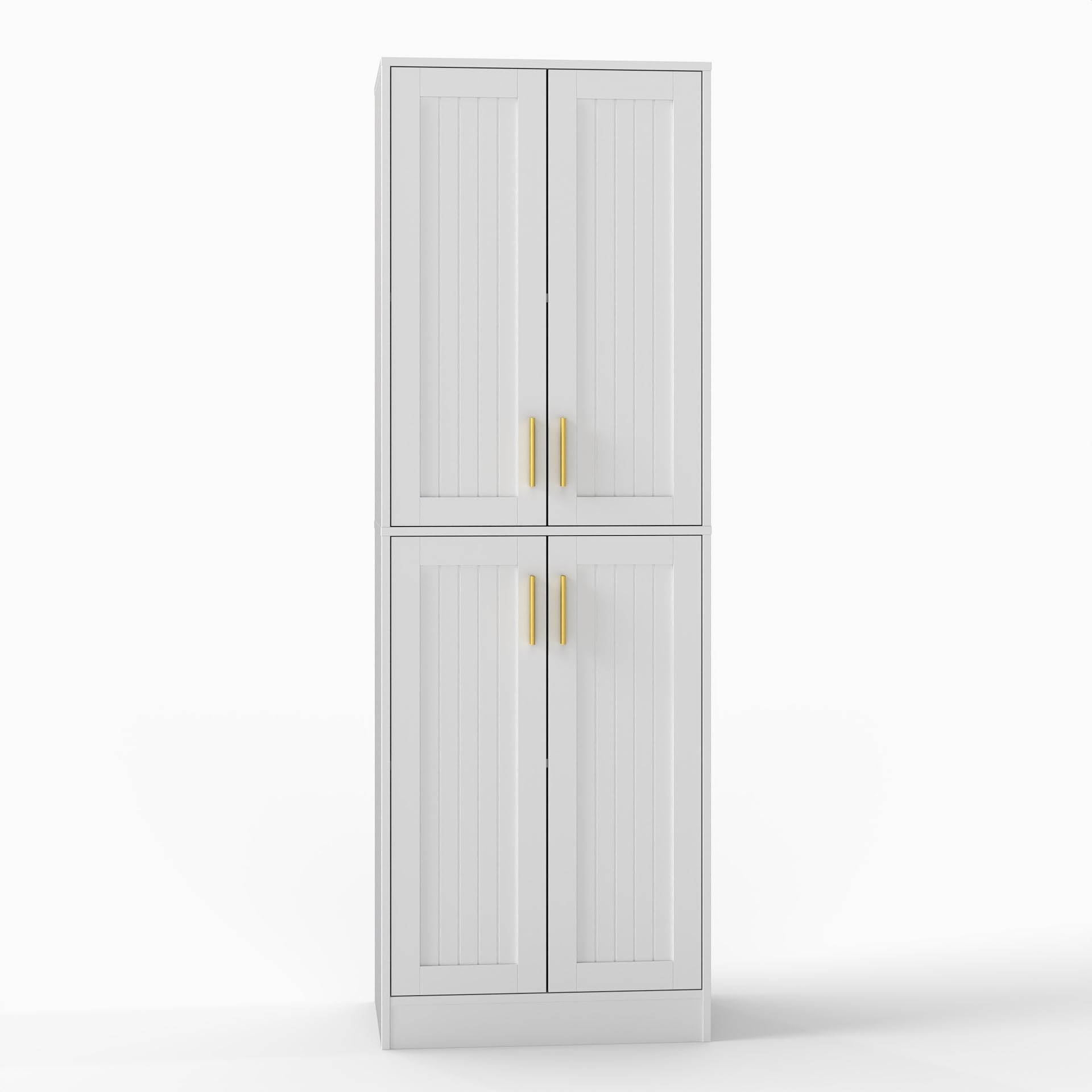 Gdchanyiyi Kitchen utensil cabinet, modern storage cabinet with 4 doors and 2 adjustable shelves, cabinets for dining room and laundry room, white