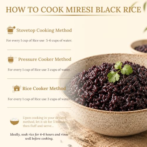 Image of Miresi Premium Black Rice - Whole Grain Goodness - High in Plant Protein & Dietary Fiber - Unpolished, Aromatic & Naturally Gluten-Free - Ideal for Balanced, Everyday Nutrition - 900g