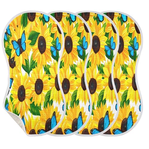 Kigai Sunflower Butterfly Baby Burp Cloths Extra Soft and Absorbent Burping Rags Cotton Burping Clothes Baby Washcloths for Newborn Boys Girls - 1 Pack3