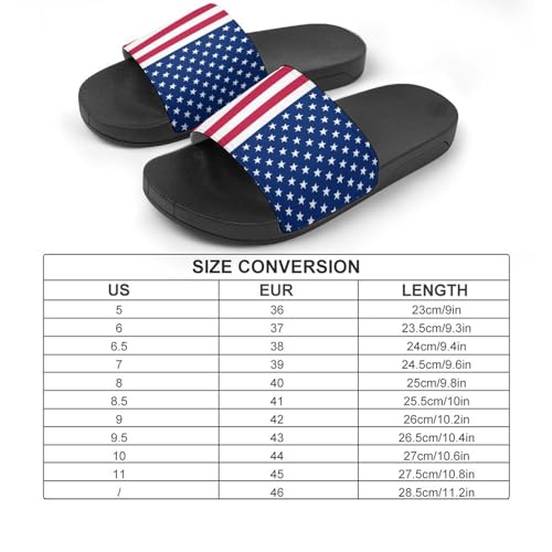 Patriotic USA Flag Red White Blue Stars Womens Slide Sandals Non Slip Summer House Slippers for Girls Slip-on Flip Flops2