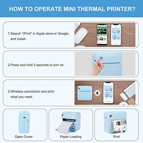 icyant Mini Photo Printer, Inkless Instant Photo Printer Bluetooth Wireless Portable Mobile Printer Learning Printer Small Printer Compatible Android & IOS Photo Printer for iPhone
