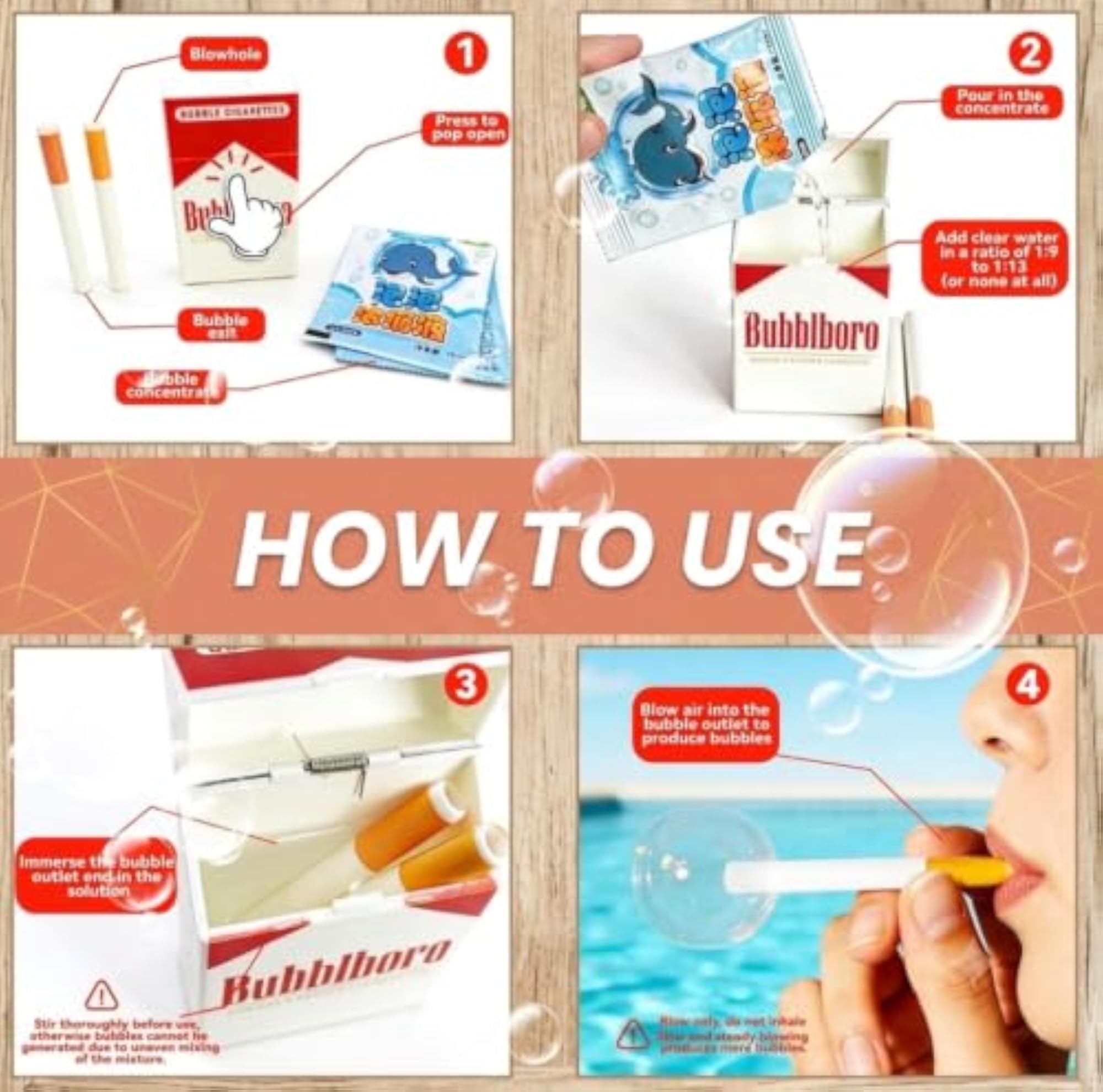 Bubble Cigarette Pack Toy, Mini Bubble Blower Stick