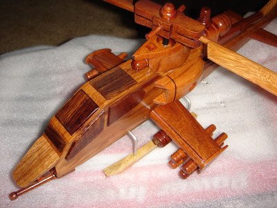 Ah-1 Cobra Hand Craft Wooden Model Helicopter Require Couple Simple Assembly