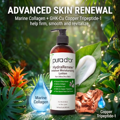 PURA D'OR HydraRenew Intense Moisturizing Body Lotion for Dry Skin, 16oz | Ultra-Dry Skin Comfort, Cocoa & Shea Butters, Hyaluronic Acid, GHK-Cu Copper Tripeptide-1, Marine Collagen, Plant Stem Cells - image 4