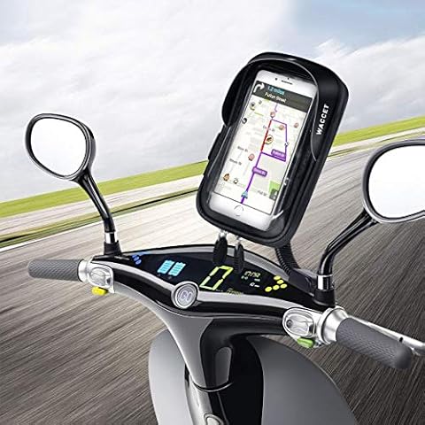 WACCET Motorcycle Phone Mount Waterproof 360°Rotation Motorbike Phone Holder with Sensitive Touch Screen Motorcycle Handlebar phone Bag Cover