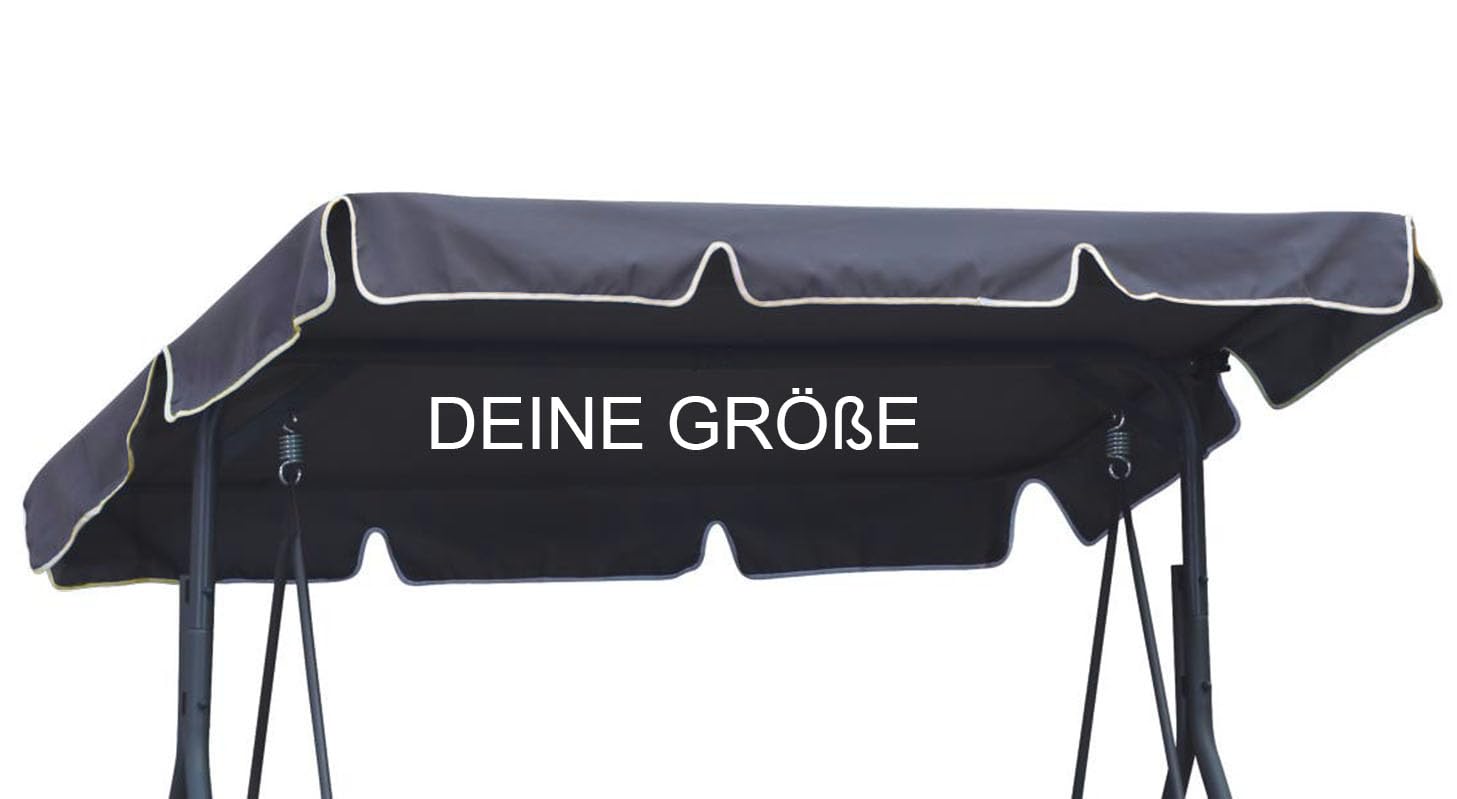 Ferocity Personalisiertes Dachbezug für Hollywoodschaukel Dach-Plane für Garten-Schaukel Ersatzdach Sonnendach Jede Größe auf Bestellung Graphit Grau [101]