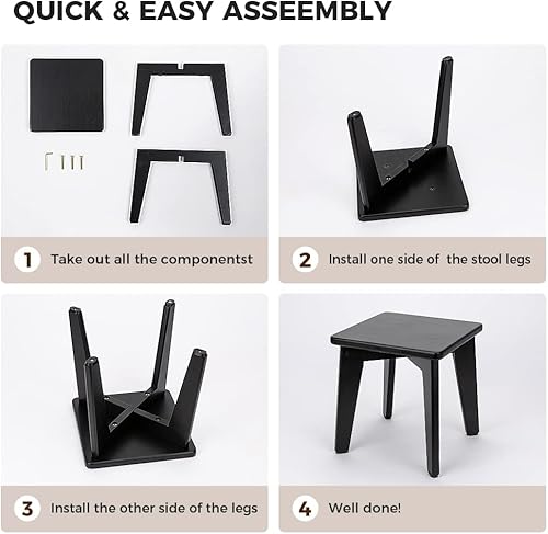 Miniatura 6 de StrongTek Taburete de bambú para ducha de baño (negro)