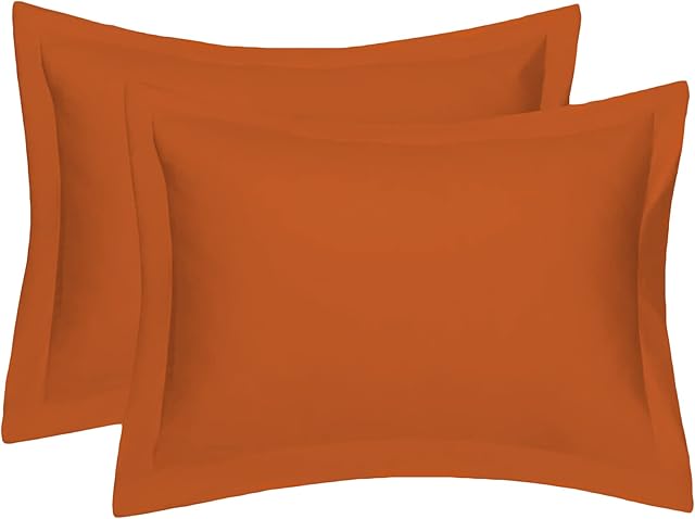 Oxford Pillow Cases 2 Pack Soft Luxury Bedroom Pillow Cover Pair (Orange)