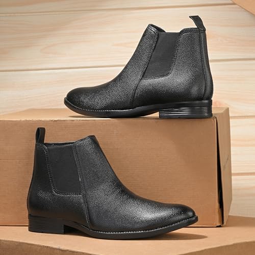 Image of layasa Men Chelsea Comfortable Zip Leather Mid-Top Boots For Men