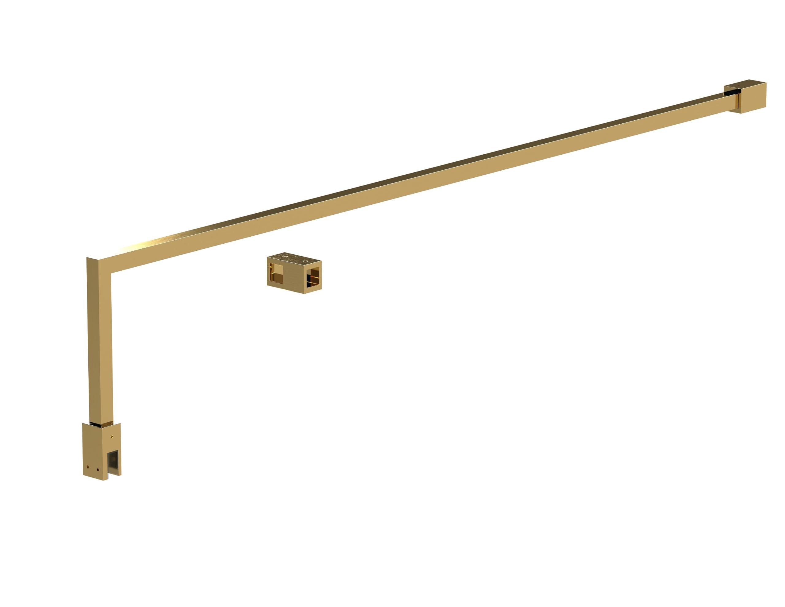 Balterley Brushed Brass Shower Screen Support Bar Kit, Arm Brace Support For Wetroom Screens, Square Tube Shower Bracket Wall Mount, Arm Support For Wetroom Bath Enclosure- 150 X 1000 X 15Mm (Brushed Brass)