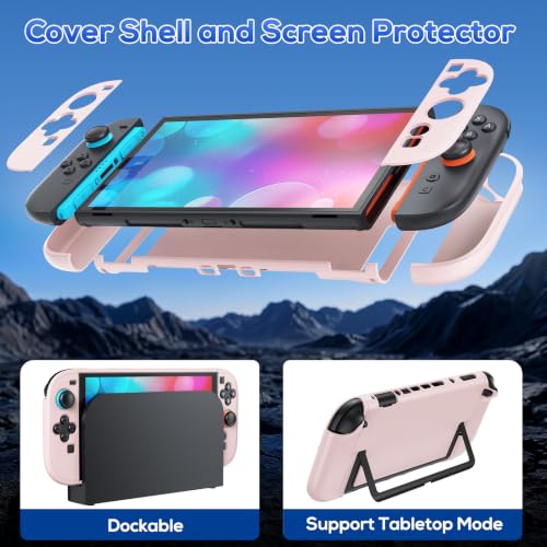 Image of [Charge inside] Carrying Case for Nintendo Switch 2 2025 / Switch OLED with Adapter and for Joy Cons Storage, Travel Case with Clear Protective Case for Switch 2 Console (Pink Set)