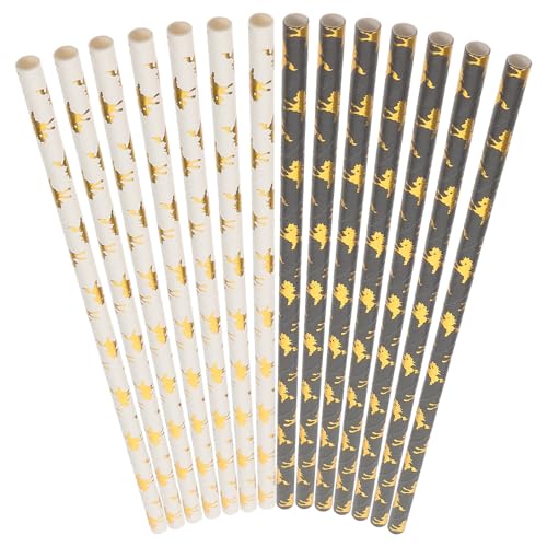 Pitillos de papel dorado NOLITOY 100 pcs 20 cm miniatura 1
