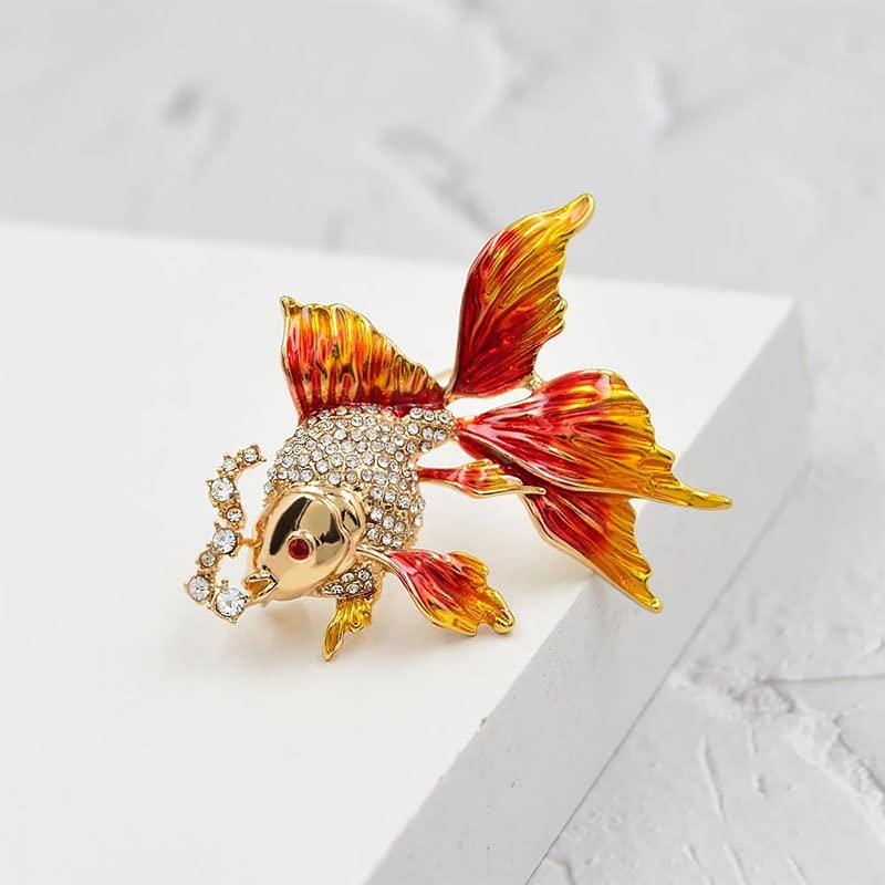 Image of Acxico 2Pcs Color Goldfish Brooch Women Student Party Cute Animal Fish Brooches Jewelry Accessories Holiday Gift