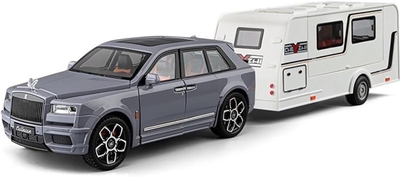 Model Toy Car 120 for Rolls-Royce Cullinan BB Version Alloy Trailer Caravan Field Camping Vehicles Model Playroom Outdoor FunGray