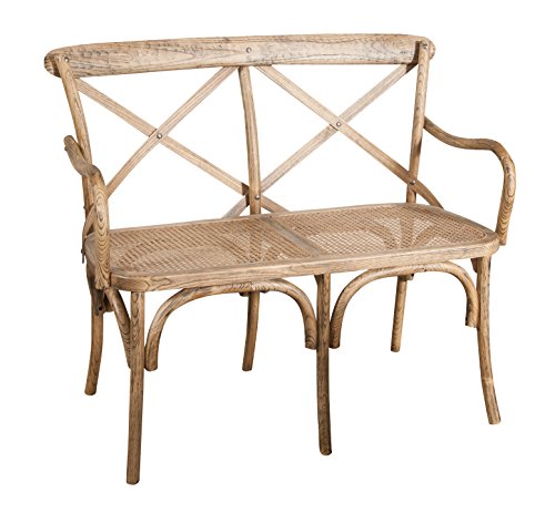 Biscottini Banco Jardin Exterior de Rattan 105x50x90 cm | Banco Madera Exterior y Interior | Sofa Jardin y balcón
