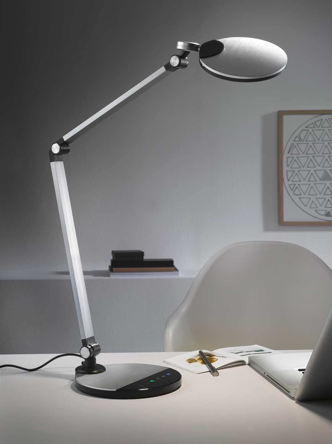 casa Nova LED-Schreibtischlampe - Schwarz - Silberfarben - dimmbar - H 43,3 cm