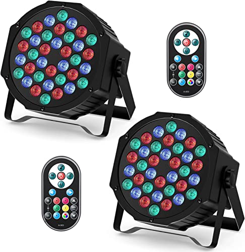 HOLDLAMP RGB Focos LED Par con 36 LED, Luces de Discoteca con Control DMX y Activación de Sonido, Iluminación de escenarios Par para Fiestas DJ Discoteca Bar  2PCS