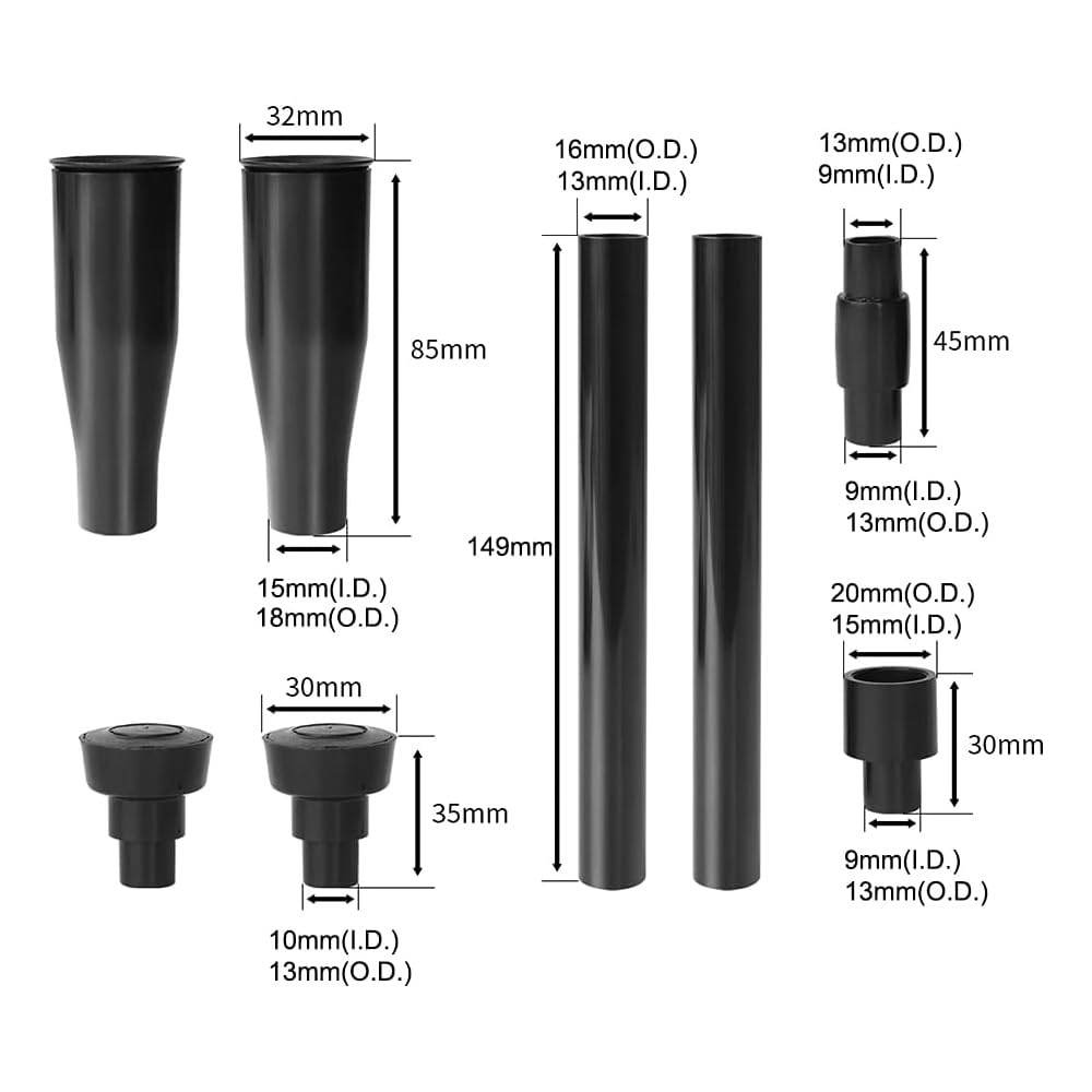 Kit ugelli Pompa per Stagno da 8 Pezzi Kit Testa ugello per Fontana da Giardino in plastica Set Testa a Cascata Kit Testa ugello Piccola Fontana (Nero)