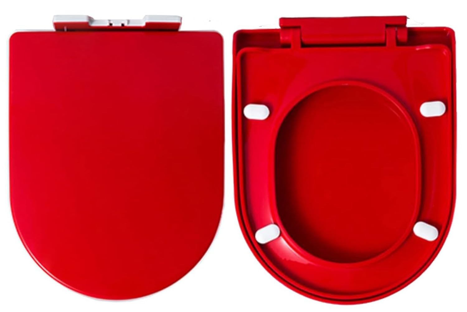 Toilettensitz in D-Form, Absenkautomatik, mit verstellbarem Scharnier, Schnellverschluss-Design für einfache Reinigung, ergonomischer Deckel für Familienbadezimmer