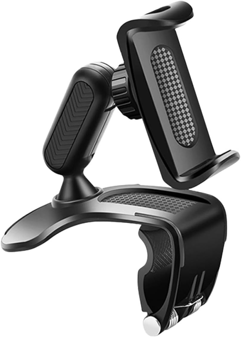 Cabilock Rotating Abs Car Phone Holder Clip Mount for Dashboard, Versatile Mobile Phone Bracket Compatible with Smartphones, Black Car Accessory for Travel and Navigation