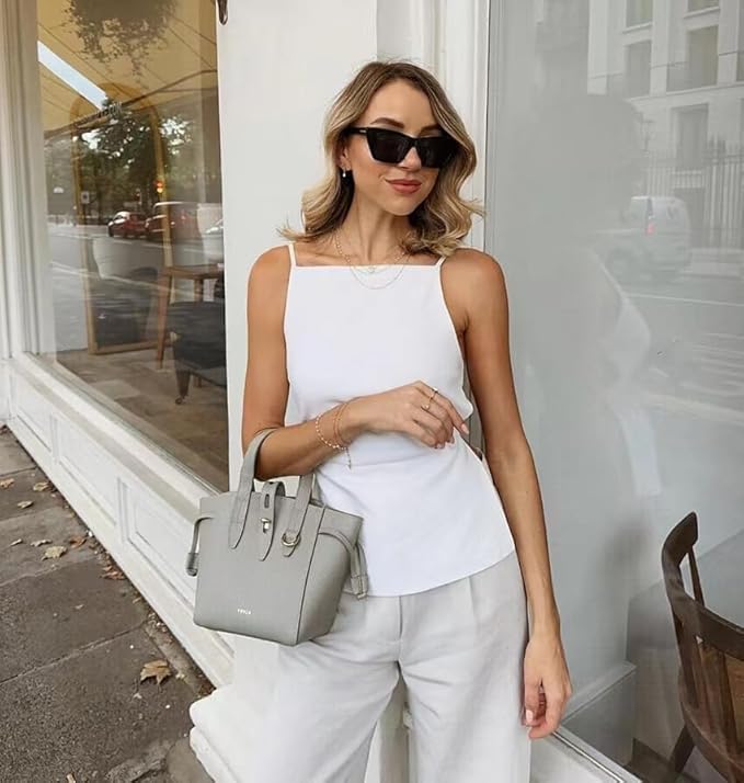 heyheyshine Women's Halter Summer Casual Y2K Crop Tee Backless Crop Cami Tops Strap Tie Up Camisole Sleeveless - Image 3