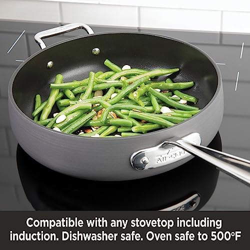 All-Clad HA1 Hard Anodized Non Stick Everyday Pan w/ Lid and Handles, 12 Inch, Induction, Oven Broiler Safe 500F, Lid Safe 350F, Deep Frying Pan, Skillet, Pots and Pans, Kitchen, Cookware, Black - Thumbnail 5