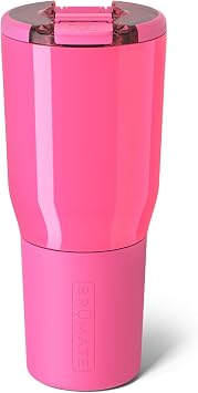 BruMate Nav 35oz 100% Leak Proof Insulated Travel Tumbler with Magnetic BevLockTM Lid - Double Wall Cup-Holder Friendly Stainless Steel Mug Neon Pink