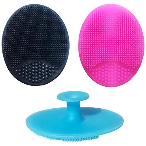Silicone Face Scrubbers Exfoliator Brush&Baby Bath Brush& Facial Cleansing Brush&baby Cradle Cap Brush&Silicone Massage brush,Suitable for adult facial cleansing and baby bathing (Small-3pcs) Cover