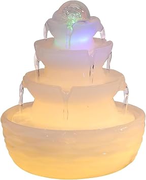 Waterfall Fountain Indoor, Desk Fountains Decor, Small Resin Fountain Decor, 4-Sided Flow, for Office, Entryway and HomeX-Large