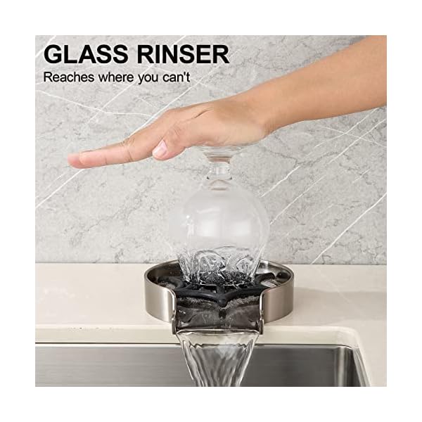 Glasbrause für Küchenspüle - Metall Brushed Nickel Cup Washer, Faucet Cup Rinser Cleaner Kitchen Sink Bottle Washer for… – Bild 9