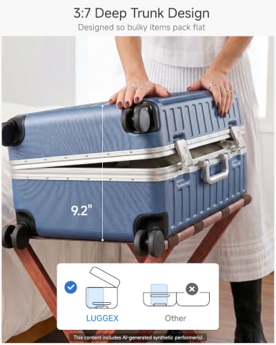 Image of LUGGEX Luggage Sets with Spinner Wheels, 8010S Aluminum Frame Zipperless Polycarbonate Hard Shell Suitcase Sets (ZX-Core, Charcoal Metallic, 3 Piece (20 /24 /28))