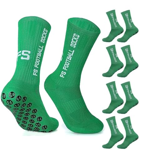 Generisch 4 Paar Grip Socken Fußball, Größen 36-45,Fußballsocken für Herren & Damen fussball socken kinder- Grip-Socken - fußball sachen (DE/NL/SE/PL, Alphanumerisch, 36, 45, Grün)