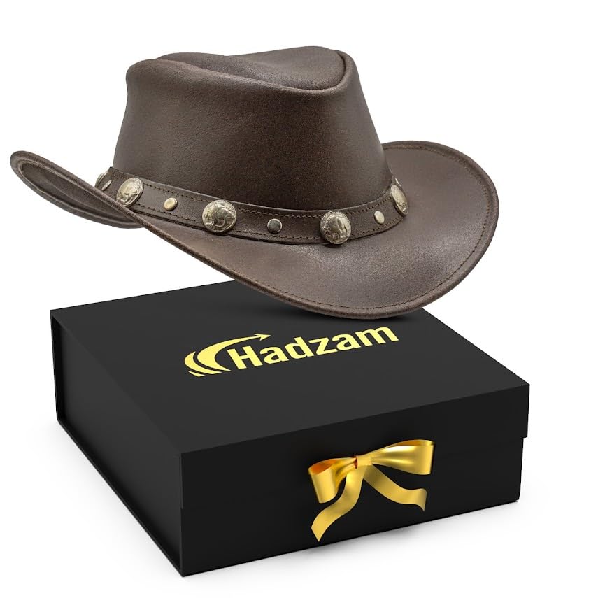 Image of HADZAM Showerproof Outback hat Also Worn as Leather Cowboy hat, Australian Hats for Men & Women