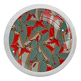 4 Packungen Fische mit roten Flossen und Schwänzen, fluoreszierendes Kristallglas, Schrankknöpfe, Schubladengriffe für Küchenschränke, Kommoden, Schrank, Kleiderschrank, Griffe