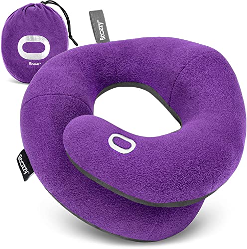 BCOZZY Travel Neck Pillow for Airplane Patented Double Support for Head Neck and Chin. Best for Long Flights Plane Sleeping and Car Rides. Adjustable Size. Fully Washable. Carry Bag. Large Gr product thumbnail 18