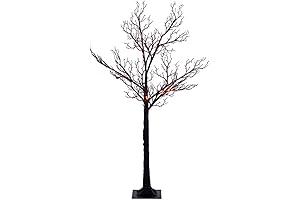 Vickerman 6' Black Artificial Twig Halloween Tree with 96 Multi-Color LED Lights