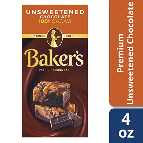 Baker's Unsweetened Chocolate Premium Baking Bar with 100 Cacao (4 oz