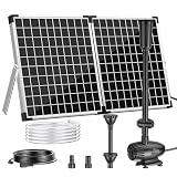 Biling Pompe de bassin solaire 45 W - 2100 l/h - Silencieuse - Avec 3 buses - Fontaine solaire avec câble de 8 m - Pour étangs de jardin de 300 à 2000 l - Jeu d'eau solaire avec valve de régulation