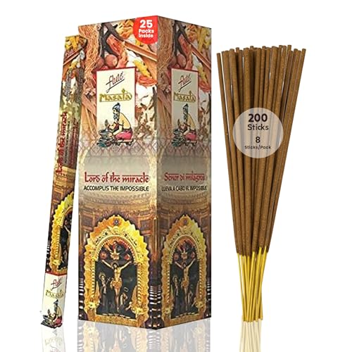 Flute Lord of the Miracle Masala Incense Sticks Catholic & Prayer Incense for Church & Holy Worship - Lavender & Floral 7 Sticks/Pack 25 Packs/Box (9 Inch 175 Sticks) | 40 Minutes Burn Time