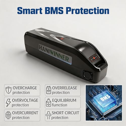 Image of Hailong 48V 15.6Ah E-Bike Battery - High-Capacity Water Bottle Style Lithium-Ion Pack with 40A Smart BMS, Anti-Theft Key Lock and Universal 5-PIN Connector - for 250W-1500W Motors