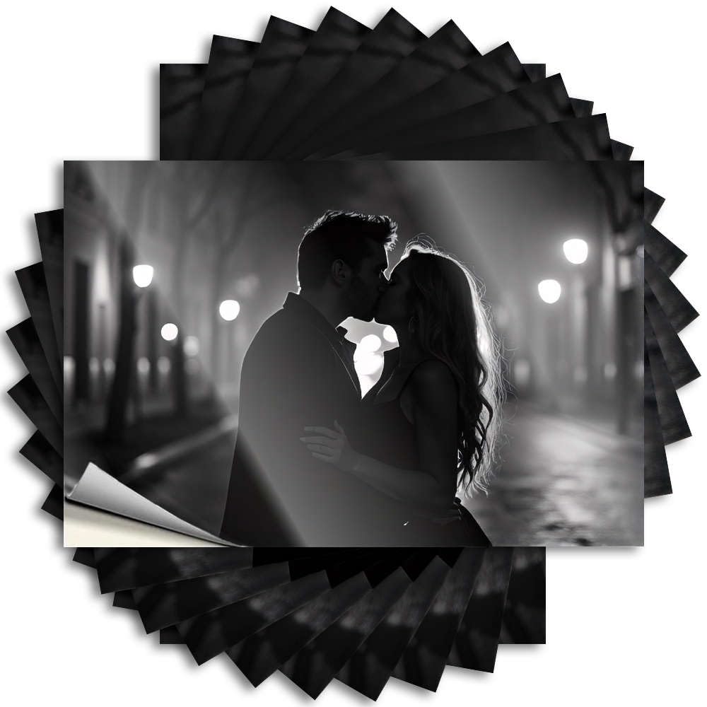 Back Yard Decorations Window Decal | A Couple Shares an Intimate Moment Under Streetlights. Metal for Military Decor(12X18CM)