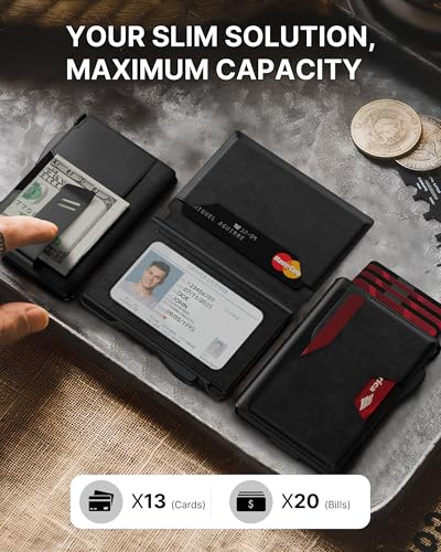 Typecase-Smart-Wallet-for-Men-Metal-Rfid-Blocking-Card-Case-Ultra-Slim-Bifold-Wallet-Magnetic-Card-Holder-9-13-Cards-Capacitiy-Smart-Popup-Wallet-for-Men-with-Money-Clip-Wallet-for-Gifts-Black