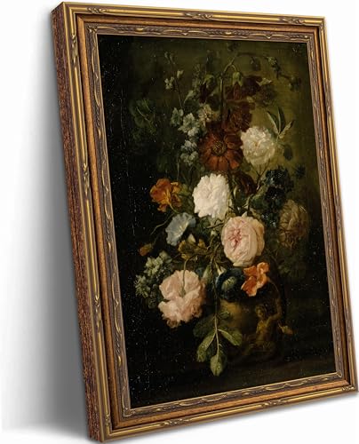 Vintage Gold Framed Flowers Wall Art Vintage Dark Flower Painting