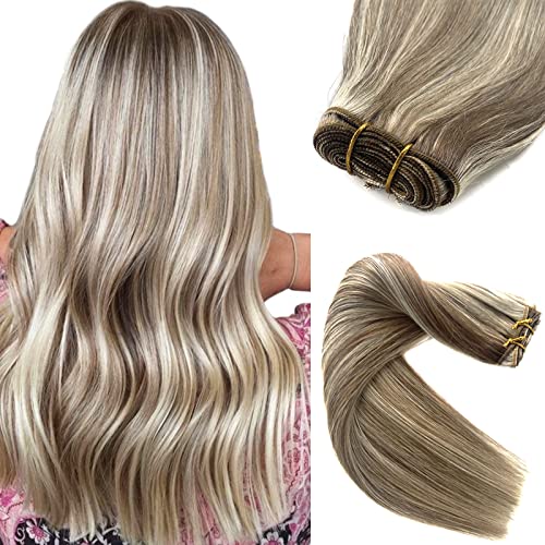 Sew in Hair Extensions Real Human Hair, 22 Inch...