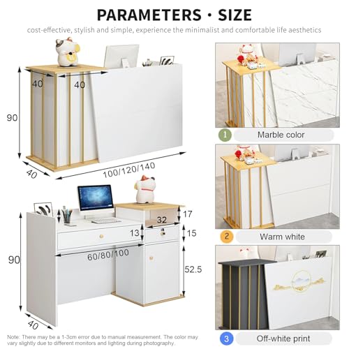 Meuble de Réception 120 cm avec Comptoir Caisse Intégré pour Maison et Bureau