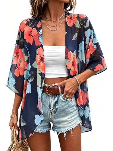 Summer Kimono Cardigan for Women Sheer Light Tops Casual Open