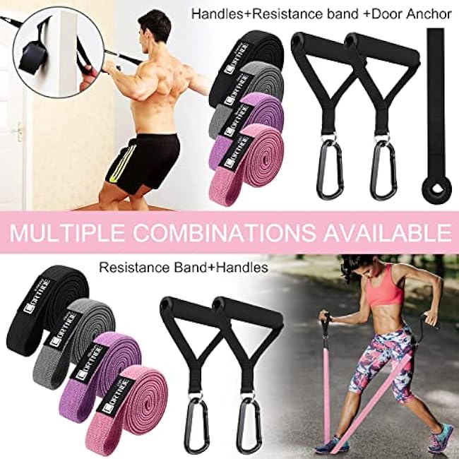 Resistance Bands with Handles,Pull Up Bands Fabric Long Resistance Bands Set of 10 Long Workout Bands with Door Anchor, Handles, Exercise Bands for Working Out, Weight Training